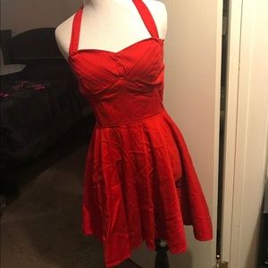Red halter dress